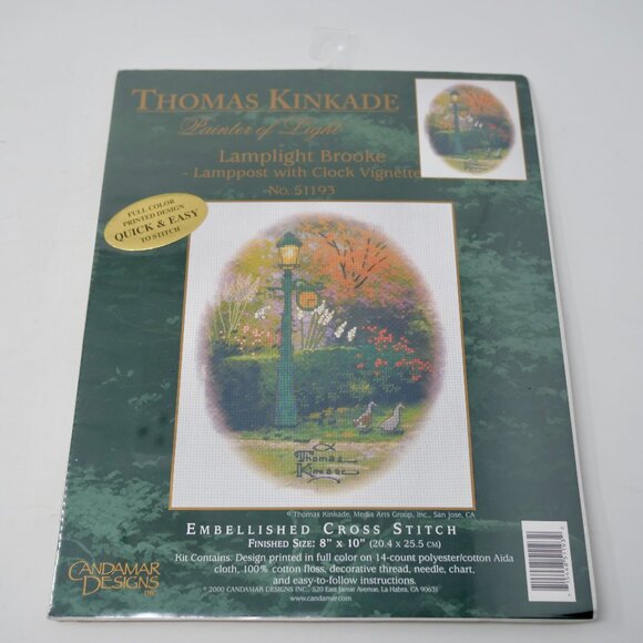 NEW Thomas Kinkade Lamplight Lamppost Clock Vignette Counted Cross Stitch Kit - Picture 1 of 4